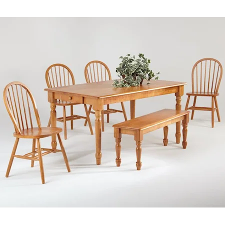 Rectangular Table w/ 4 Side Chairs and Bench